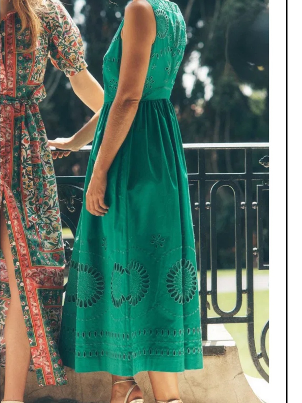 Boden dress NWT US 12 Lauren Broderie midi dress green, cotton, occasion dress - Picture 4 of 15